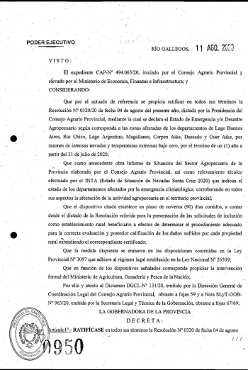Se decretó el estado de emergencia para el sector agropecuario