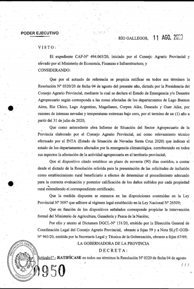 Se decretó el estado de emergencia para el sector agropecuario
