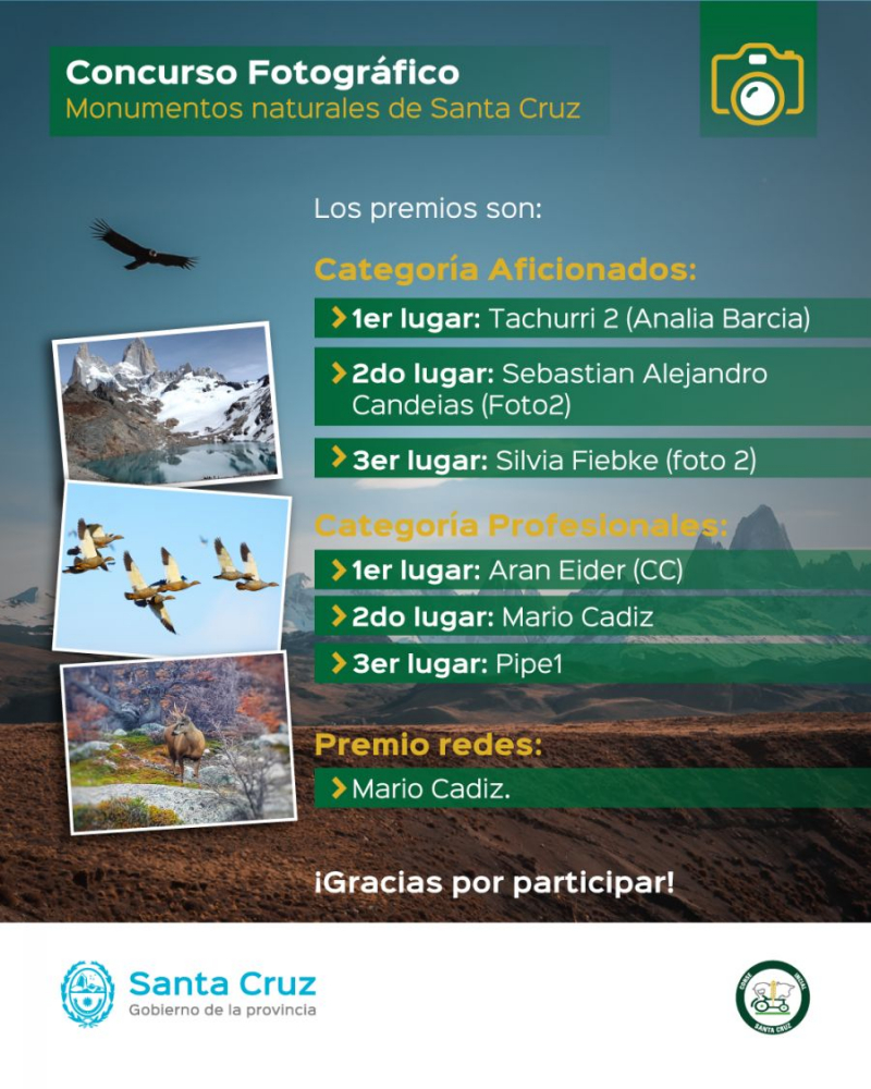 Se dio a conocer el resultado del 1° Concurso &quot;Monumentos Naturales de la provincia de Santa Cruz&quot;