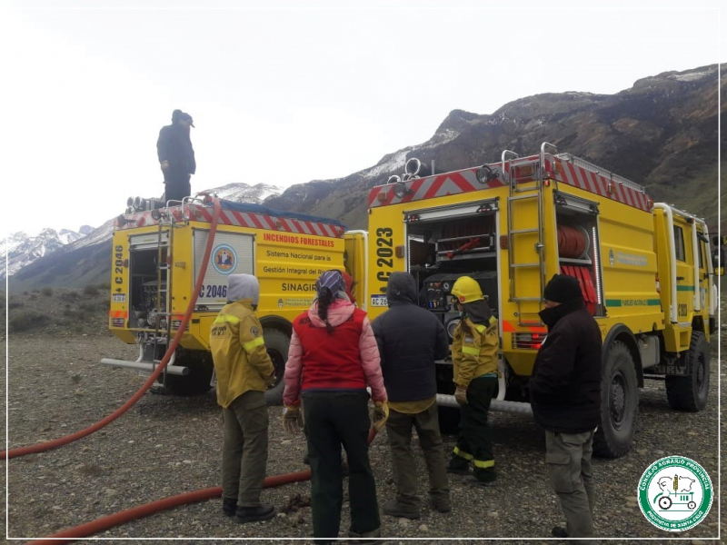 Ejercicio conjunto de las Brigadas de Incendios Forestales de El Chaltén